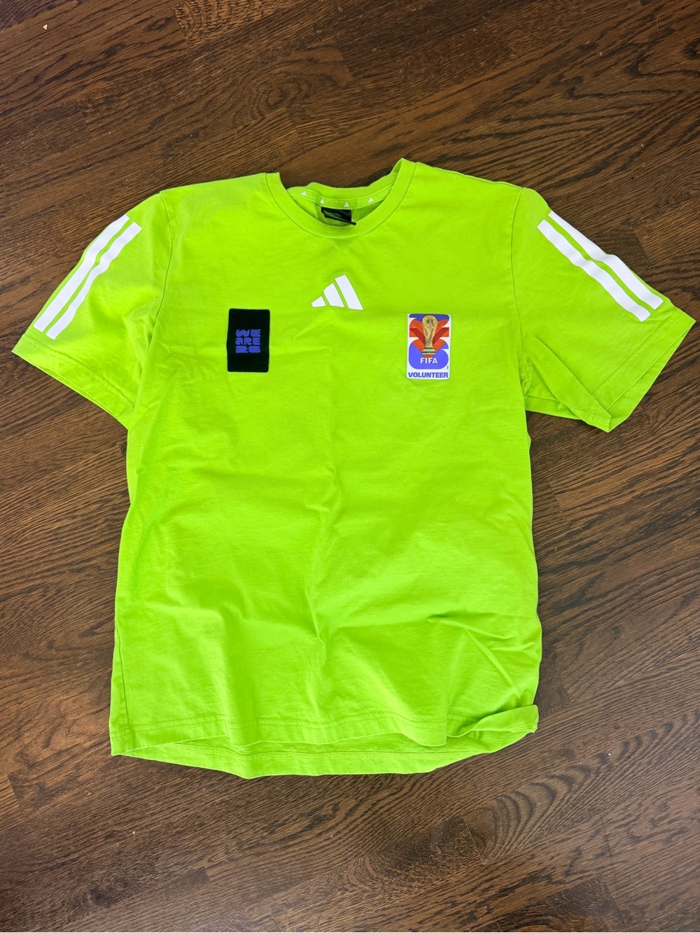 adidas Bright Lime Green FIFA Volunteer World Cup 26 Tshirt NEW with Tags
